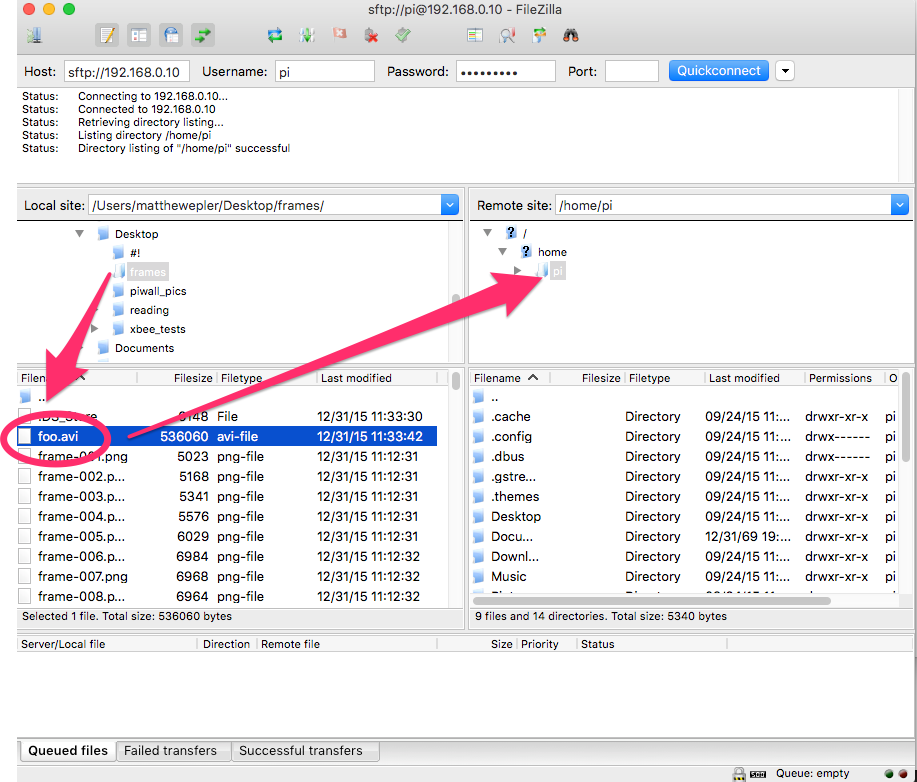 filezilla drag and drop